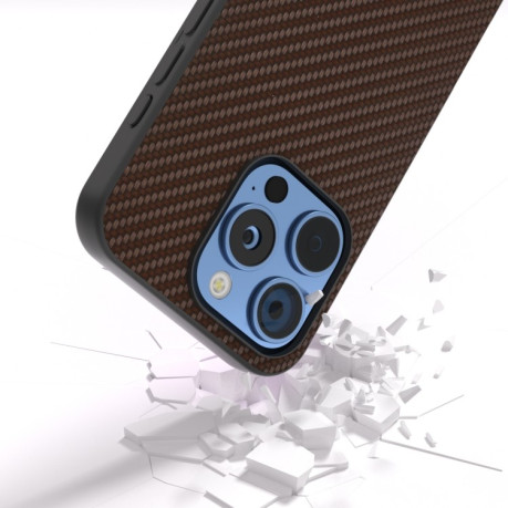 Ударозахисний чохол Carbon Fiber Texture Protective на iPhone 16 Pro Max - темно-коричневий
