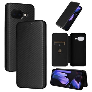 Чехол-книжка Carbon Fiber Texture на Google Pixel 9a - черный