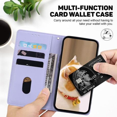 Чехол-книжка Cute Cats RFID Leather для Xiaomi Redmi Note 14 4G 164.84mm - фиолетовый