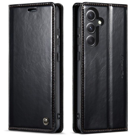 Кожаный чехол-книжка CaseMe 003 Series с магнитной крышкой на Samsung Galaxy S23 FE - черный
