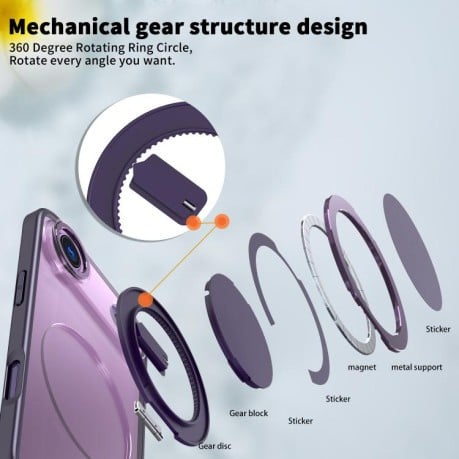 Чохол Kalebol з підставкою 360 та MagSafe на iPhone Air - фіолетовий