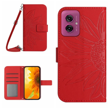 Чехол-книжка Skin Feel Sun Flower для Motorola Moto G55 5G - красный
