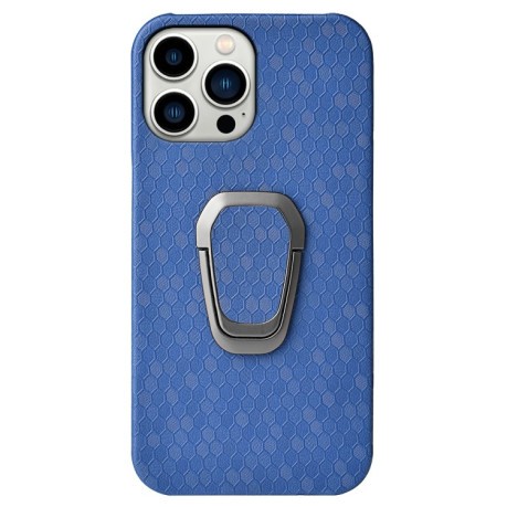 Противоударный чехол Honeycomb Ring Holder для  iPhone 14 Pro Max -  синий