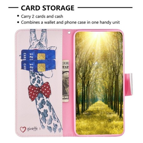 Чехол-книжка Colored Drawing Pattern для Samsung Galaxy A56 5G - Giraffe