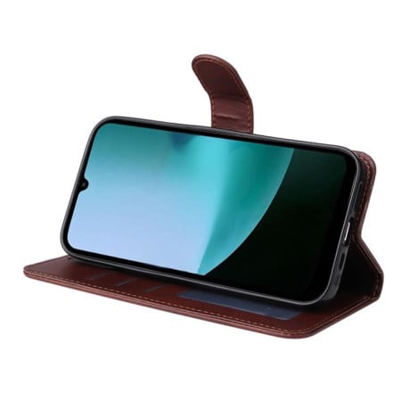 Чехол-книжка ENKAY- кошелёк c фактурой calf + стекло на Xiaomi Redmi 15C 5G / 4G EU 173.1mm - коричневый