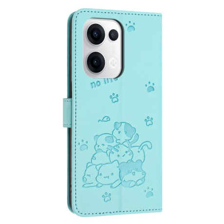 Чохол-книжка Embossed Kitten Phone Leather для OPPO Reno13 5G Global - зелений