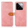 Чехол-книжка KHAZNEH Dual-color Cowhide на Xiaomi 14 - розовое золото