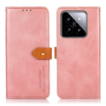 Чохол-книжка KHAZNEH Dual-color Cowhide на Xiaomi 14 - рожеве розовое золото