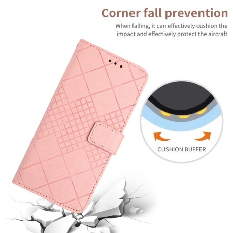 Чехол-книжка Rhombic Grid Texture для OnePlus 12 5G Global - розовый