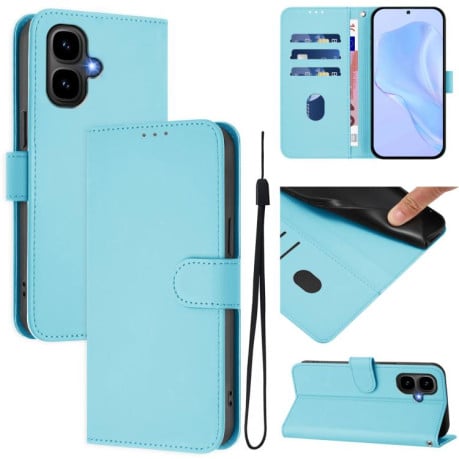 Чехол-книжка с мягким покрытием (Skin Feel) со шнурком на Infinix Smart 10 4G - голубой