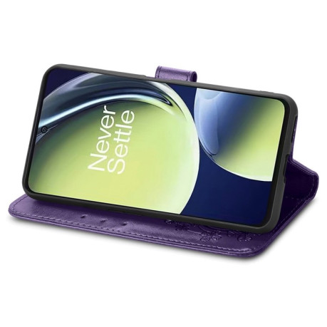 Чехол Four-leaf Clasp Embossed Buckle на OnePlus Nord N30/CE 3 Lite -Фиолетовый