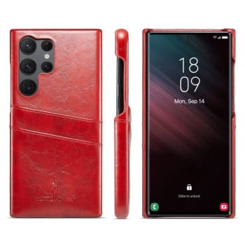 Шкіряний чохол Fierre Shann Retro Oil Wax на Samsung Galaxy S24 Ultra 5G - червоний