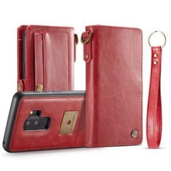Кожаный чехол-кошелек CaseMe на Samsung Galaxy S9+/G965 Crazy Horse Texture Magnetic Absorption Detachable - красный