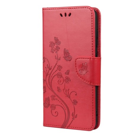 Чохол-книжка Pressed Flowers Butterfly Pattern Samsung Galaxy S21 FE - червоний