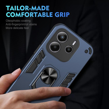 Ударозахисний чохол Shockproof Metal Ring Holder для Xiaomi Redmi Note 14 4G 164.84mm - синій