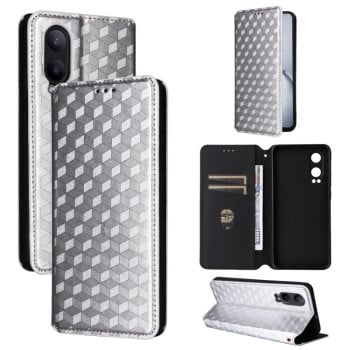 Чохол-книжка Cubic Grid Calf Texture для OnePlus Nord CE4 Lite - сріблястий