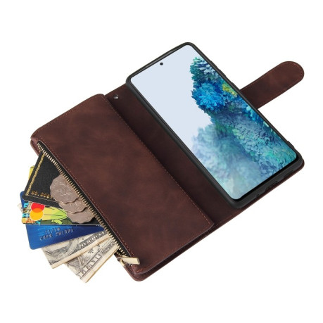 Чехол-книжка Zipper Wallet Bag на Samsung Galaxy S20 FE - кофейный