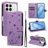 Чехол-книжка Cat Embossing Pattern для Xiaomi Redmi K90/Poco F8 Pro — фиолетовый