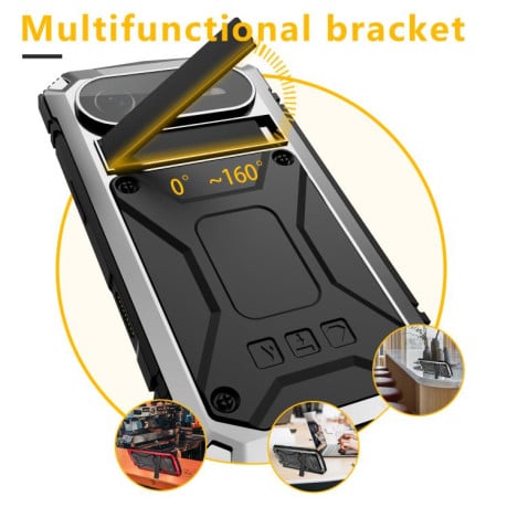 Протиударний чохол R-JUST Metal + Silicone + Tempered Glass Life Waterproof на iPhone Air - сріблястий