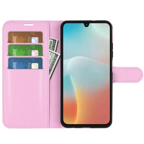 Чехол-книжка Litchi Texture Horizontal Flip Leather на Samsung Galaxy M16 / F16 - розовый