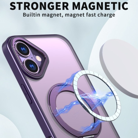 Противоударный чехол Wing Series MagSafe Magnetic Ring Holder для iPhone 16 Plus - фиолетовый