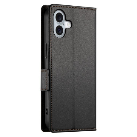 Чехол-книжка Side Buckle Magnetic Frosted Leather для iPhone 16 Plus - черный