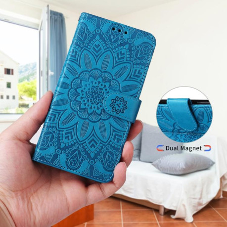 Чехол-книжка Embossed Sunflower для Xiaomi Redmi Note 14 4G 164.84mm - синий