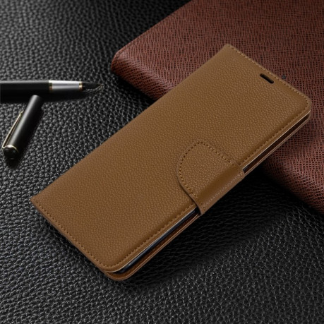 Чехол-книжка Litchi Texture Pure Color на Samsung Galaxy S20+Plus -коричневый