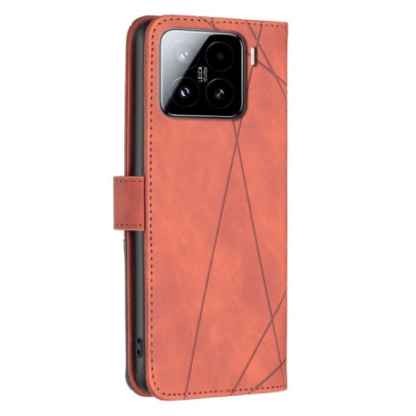 Чехол-книжка Rhombus Texture для Xiaomi 15 Pro - коричневый