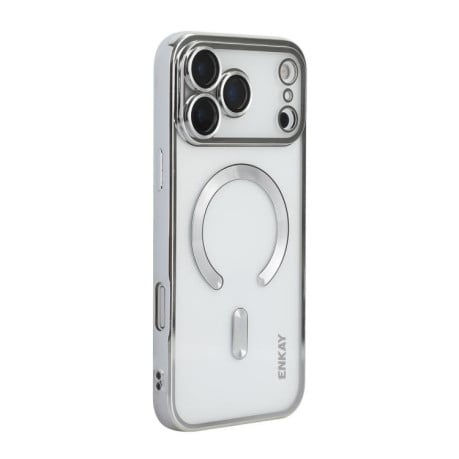 Чехол силиконовый ENKAY Hat-Prince Magsafe Electroplated на iPhone 17 Pro Max - серебристый