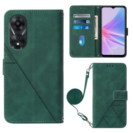 Чехол-книжка Crossbody 3D Embossed на OPPO A78 / A58 - зеленый