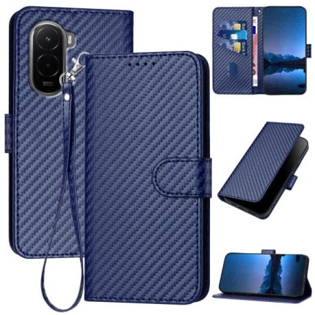 Чехол-книжка Carbon Fiber Texture на Xiaomi Poco M7 4G 169mm - синий