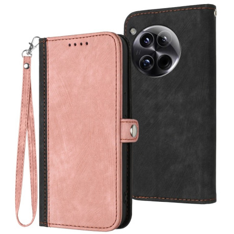Чехол-книжка Buckle Double Fold Hand Strap Leather на OnePlus 12 - розовый