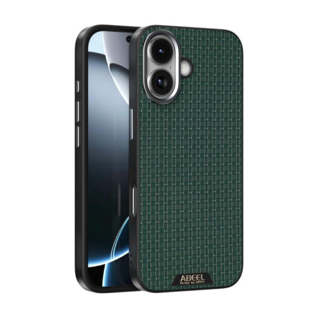 Ультратонкий чехол ABEEL Ruyi Pattern 6D Micro Relief MagSafe Leather на iPhone 17 - зеленый