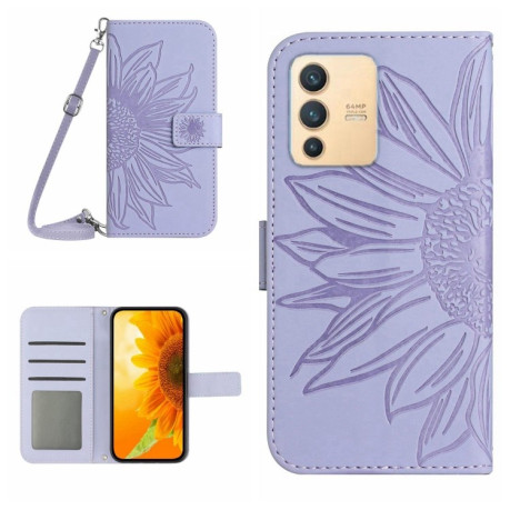Чехол-книжка Skin Feel Sun Flower для Vivo V23 5G - фиолетовый
