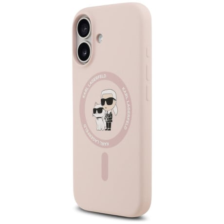 Оригінальний силіконовий чохол Karl Lagerfeld Silicone Karl Choupette Ring з MagSafe на iPhone 17 - Pink