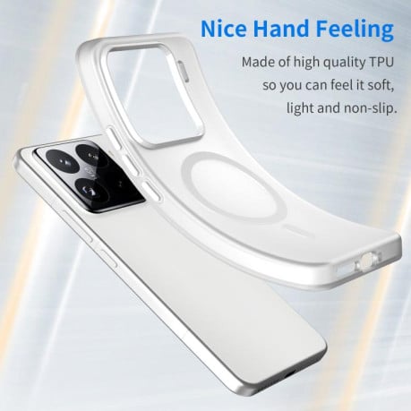 Противоударный чехол MagSafe Frosted Translucent TPU + PC для Xiaomi 15 Pro - белый