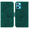 Чехол-книжка Butterfly Rose Embossed для Realme 9 Pro Plus/ Realme 9 4G - зеленый