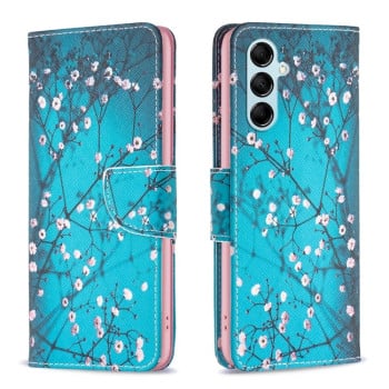 Чехол-книжка Colored Drawing Pattern для Samsung Galaxy M14 5G - Plum Blossom