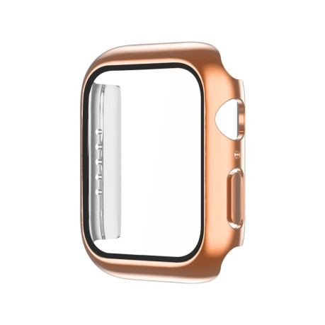 Противоударная накладка с защитным стеклом Electroplating Monochrome для Apple Watch Series 3/2/1 38mm - розово золотая