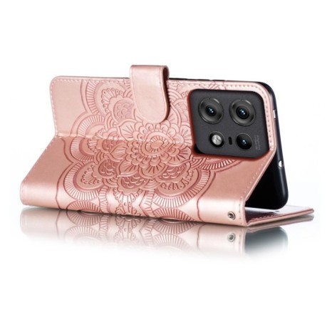 Чехол-книжка Sun Mandala Embossing Pattern для Motorola Edge 50 Pro - золото
