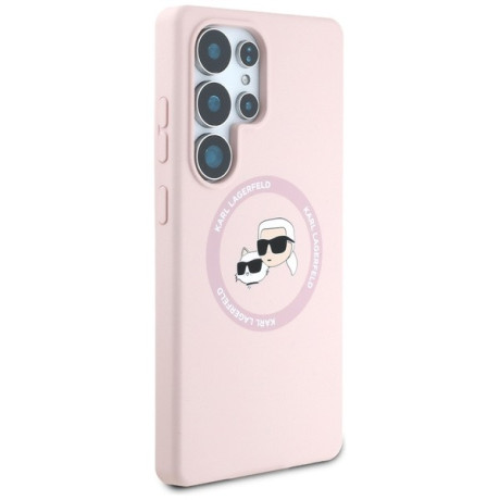 Оригінальний чохол Karl Lagerfeld Silicone Double Heads And Circle MagSafe для Samsung Galaxy S25 Ultra - Pink