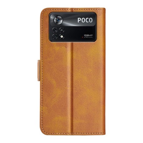 Чехол-книжка Dual-side Magnetic Buckle для Xiaomi Poco X4 Pro 5G - желтый