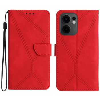 Чехол-книжка Stitching Embossed Leather для OPPO Reno13 F/Reno13 FS - красный