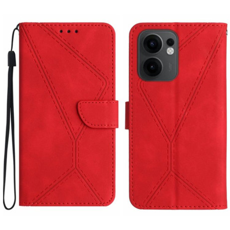 Чехол-книжка Stitching Embossed Leather для OPPO Reno13 F/Reno13 FS - красный