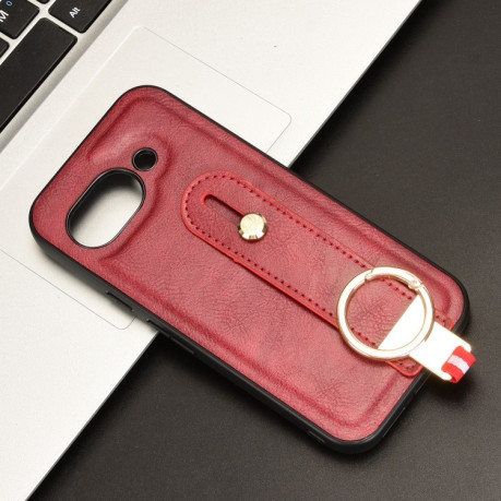 Противоударный чехол Wristband Leather Back для Google Pixel 9a - красный