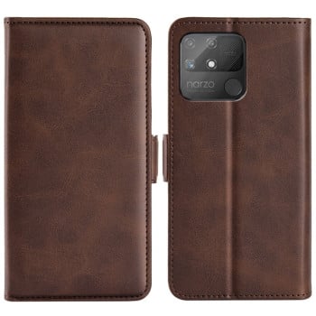 Чехол-книжка с двусторонней магнитной застёжкой на Realme Narzo 50A - коричневый