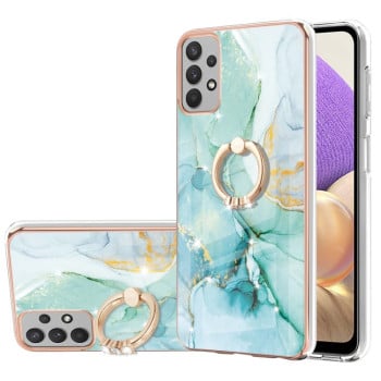 Противоударный чехол Electroplating Marble with Ring Holder для Samsung Galaxy A23 5G / 4G - зеленый