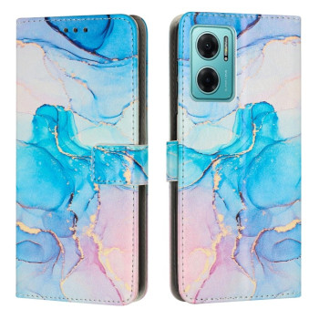 Чехол-книжка Painted Marble Pattern для Xiaomi Redmi Note 11E/Redme 10 5G - розово-синий