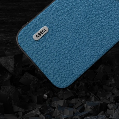 Чохол протиударний ABEEL Genuine Leather Litchi Texture для iPhone 15 Plus - синій